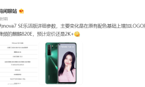 华为 nova 7 SE 乐活版曝光：处理器更换为麒麟 820E