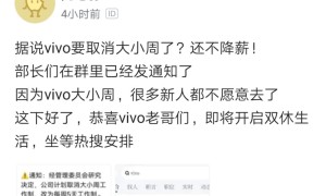 vivo将取消大小周？脉脉用户：手机圈反内卷第一厂